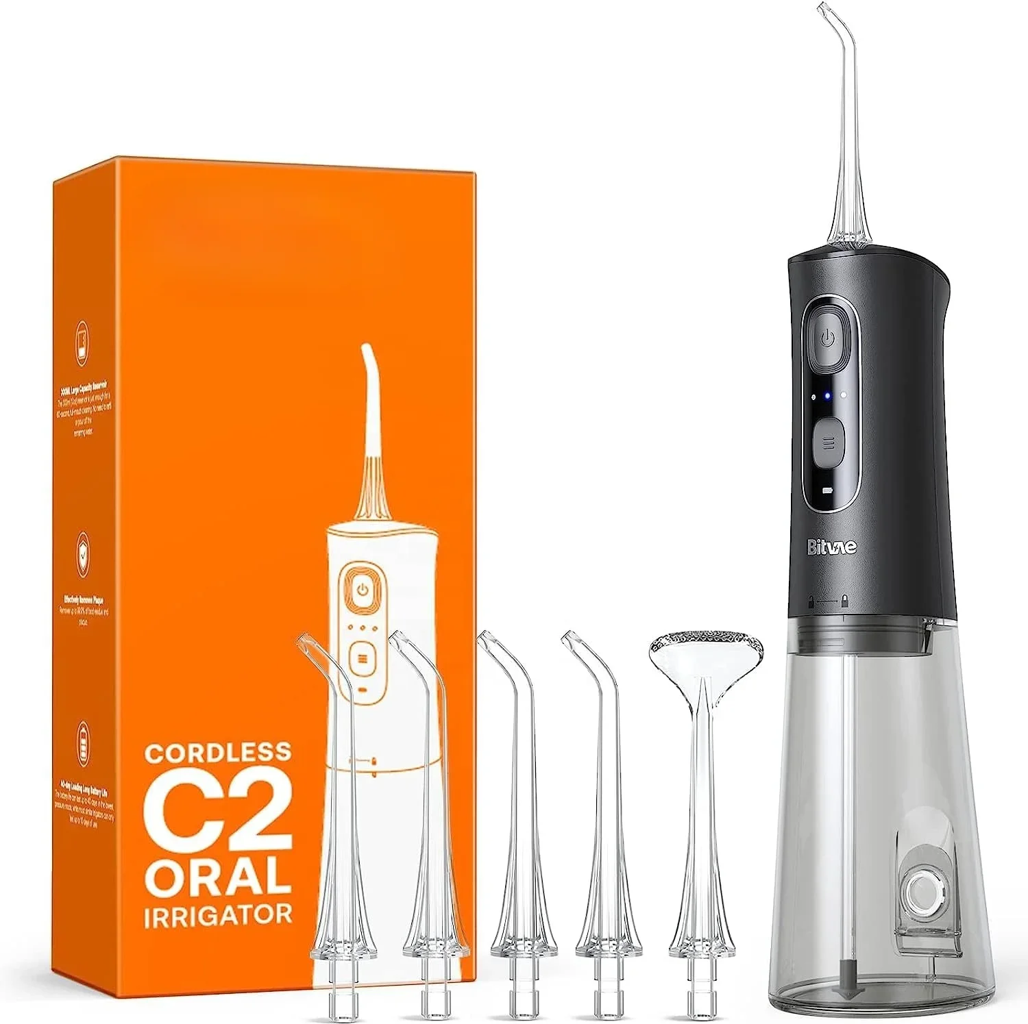 Bitvave BV C2 irigator elektrik Oral USB, irigator Port Jet Flosser air untuk membersihkan gigi