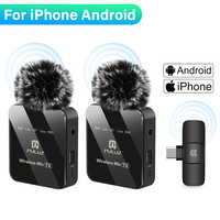 PULUZ Wireless Lavalier Microphone Live Broadcast Gaming Microphone For iPhone Type-C Android Camera Audio Video For YouTube