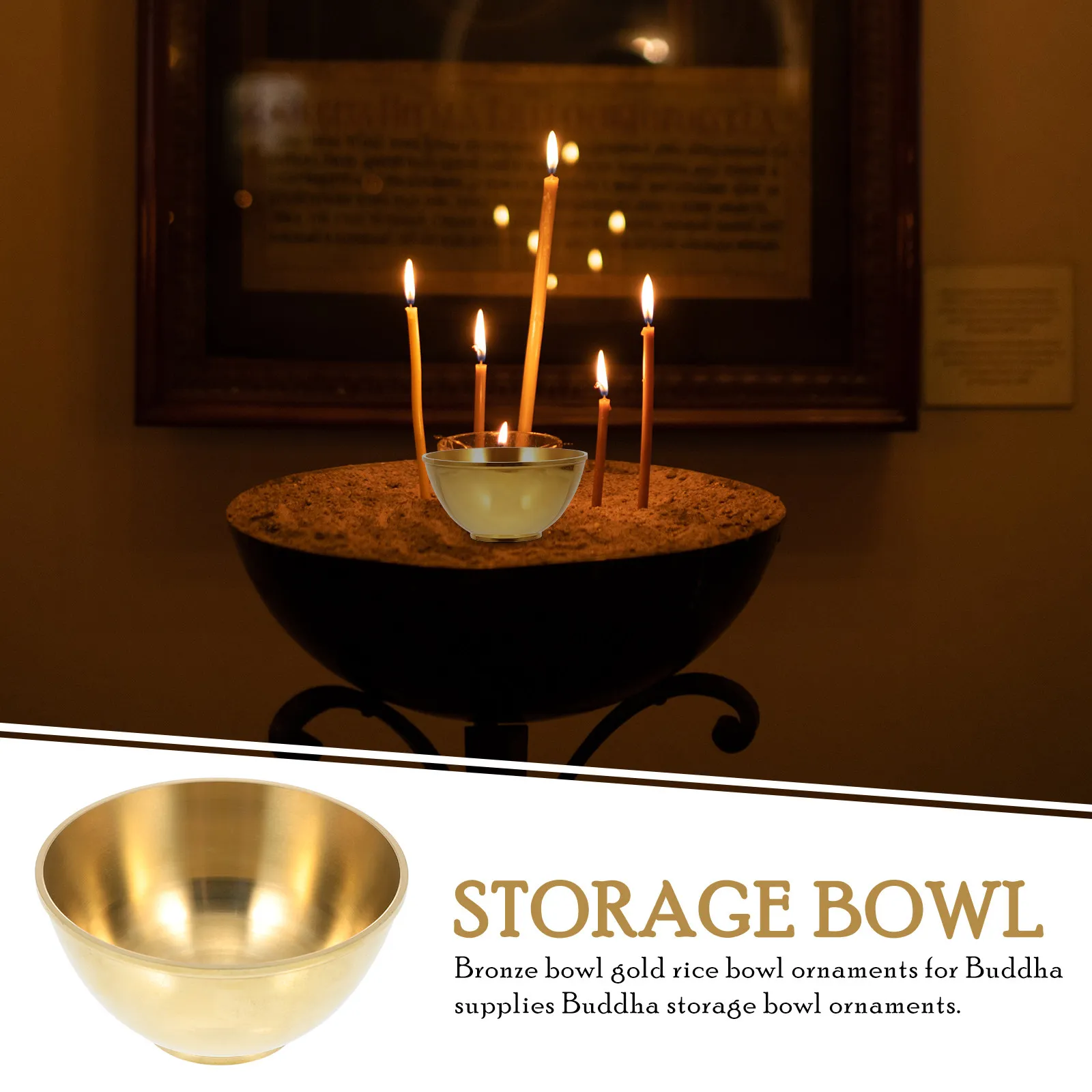 Traditional Copper Bowl Flat Smooth Inner Surface Buddhist Sacrifice Offering Bowl Holy Water Vessel for Worship and Temple Use