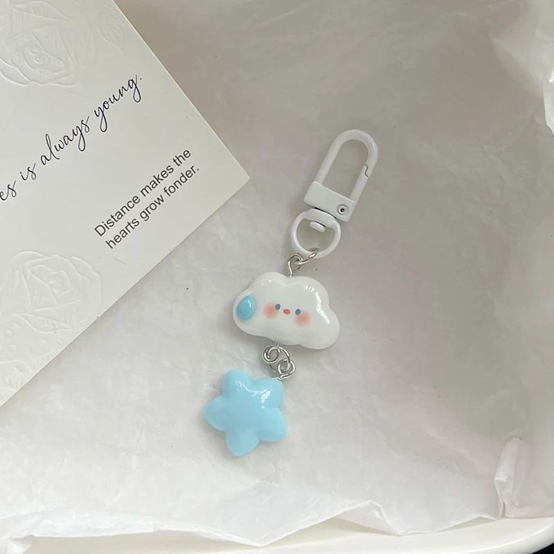 

1 шт., милый брелок с облаком и синей звездой для ключей от машины, аксессуары, оригинальный дизайн, Kawaii брелок для ключей, женская сумка, подвеска, брелки