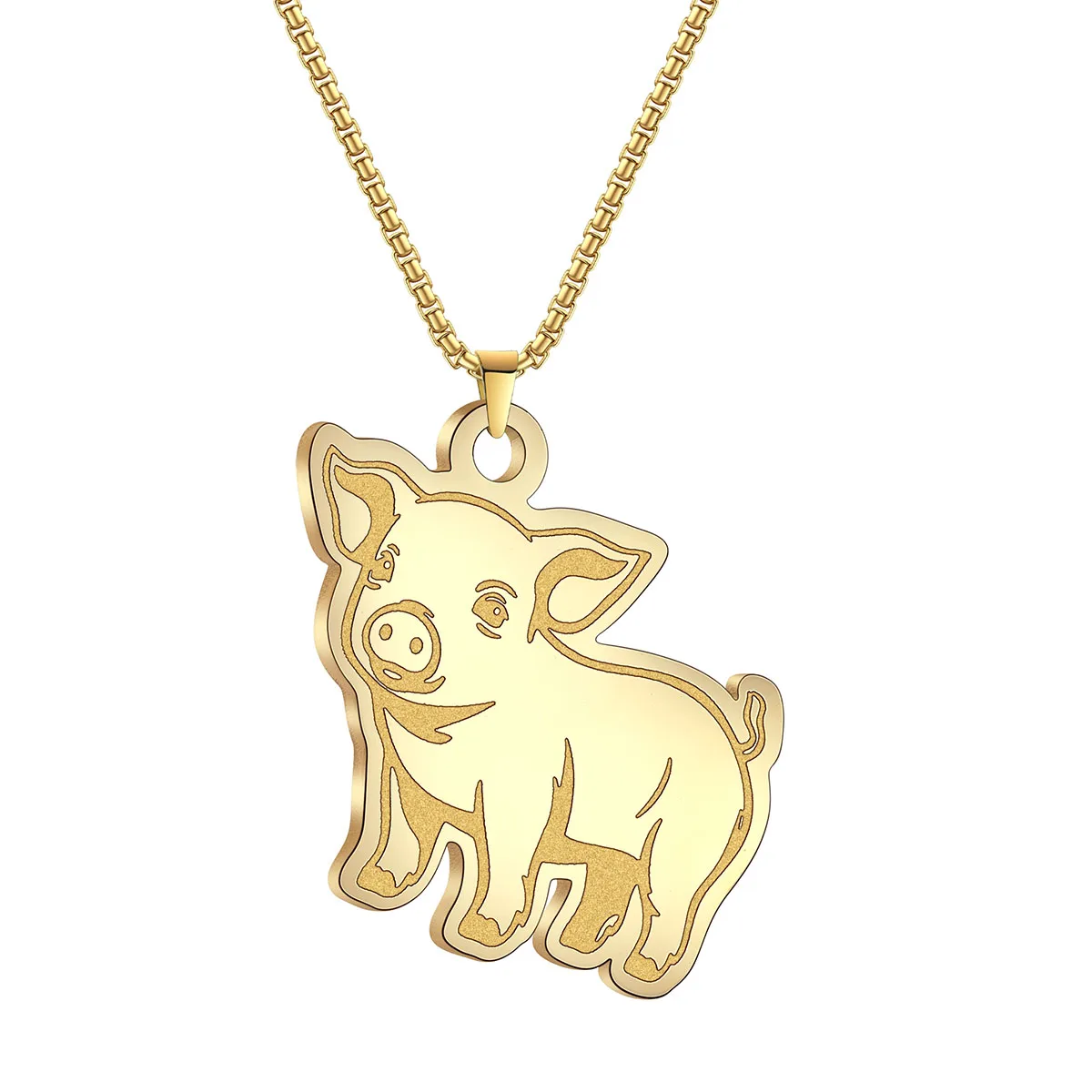 Personality Creativity Stainless Steel Anima Cute Pig Pendant Necklace Set For Women Party