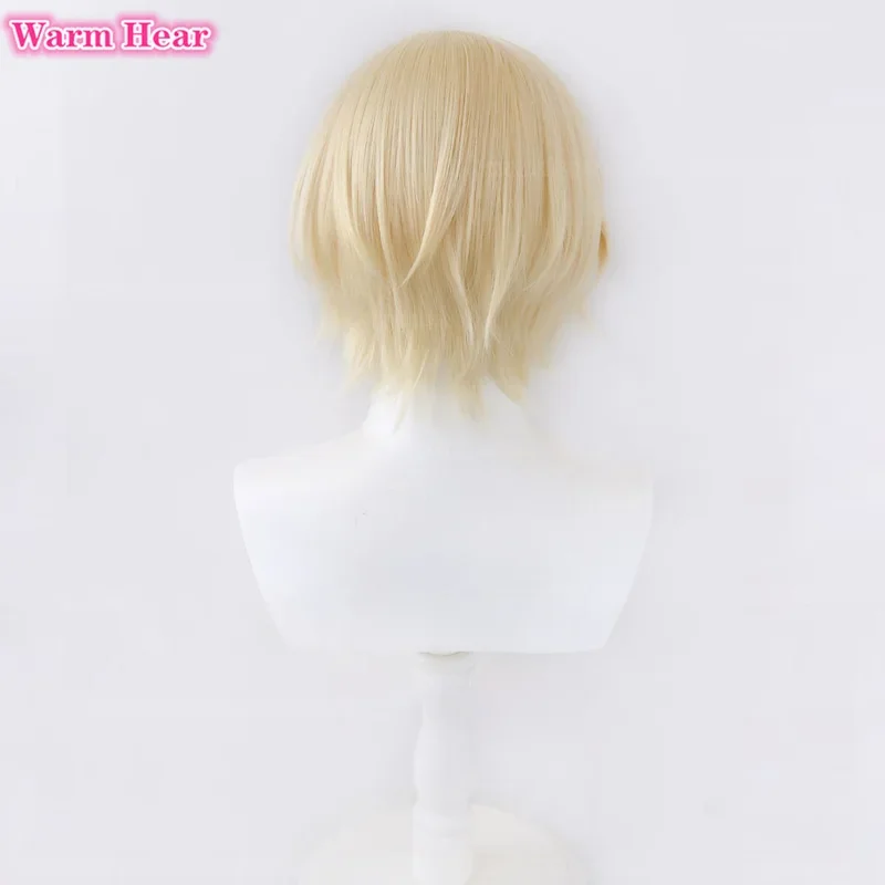 Anime tenshouin eichi peruca cosplay es tenshouin eichi peruca leite dourado resistente ao calor perucas de cabelo sintético + touca peruca