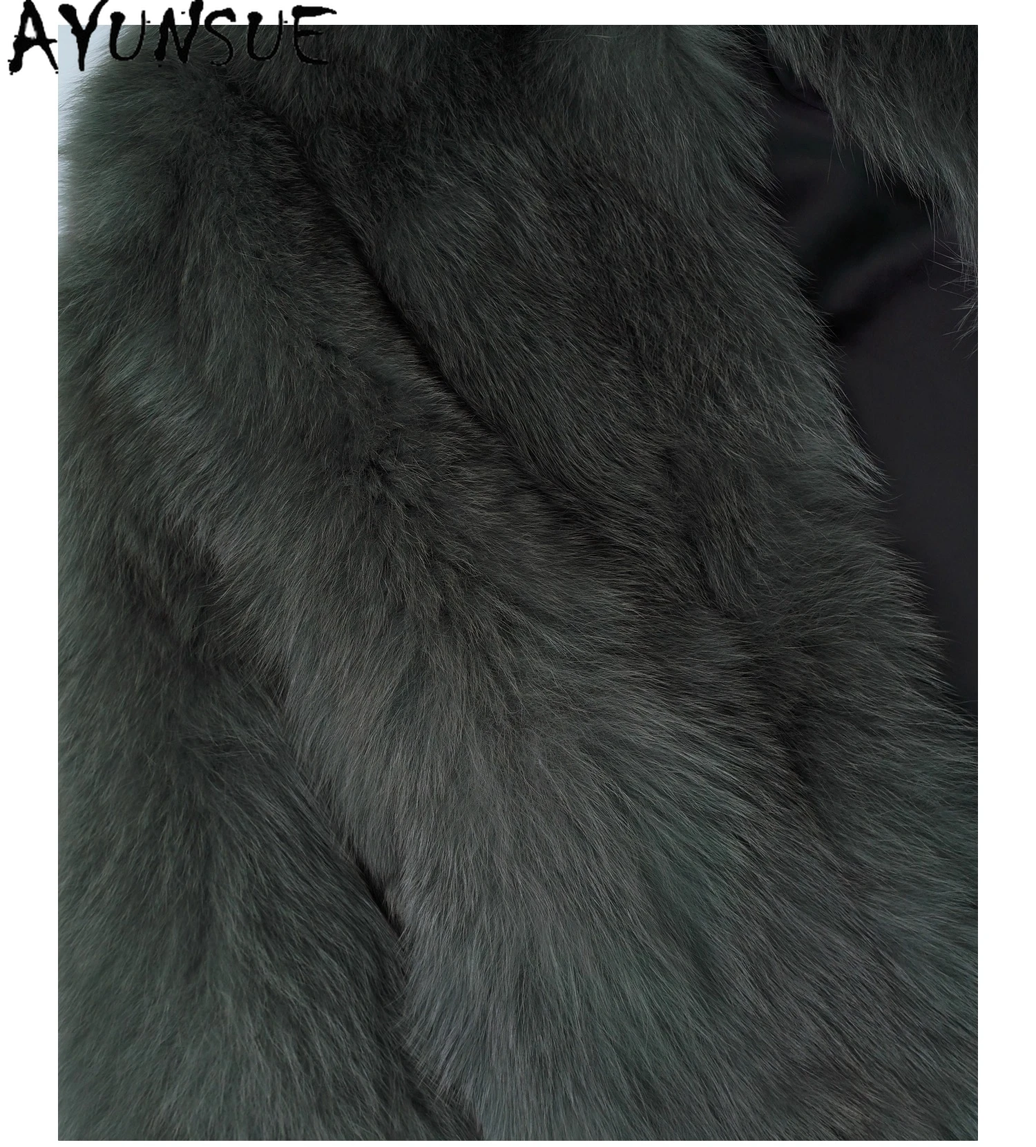 AYUNSUE 天然フォックスファーコート レディース 暖かいリアルファーコート 冬用ジャケット 2025 高級婦人服 新作アウターウェア Шуба Женская
