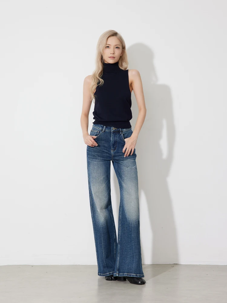 

RUGOSAM прямые джинсы-колокольчики с высокой талией, новая осенняя коллекция, эластичные повседневные хлопковые женские джинсы премиум-класса с четырьмя способами