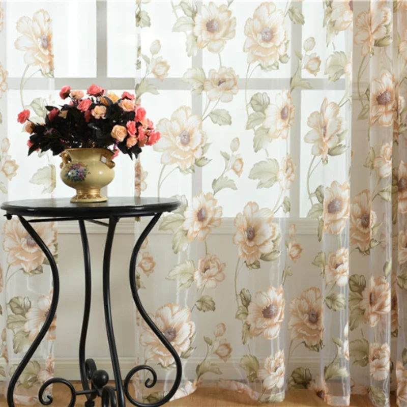 French Modern Simplicity Curtains for Living Room Bedroom Dining Room Small Fresh Printed Curtains Transparent Curtains Window