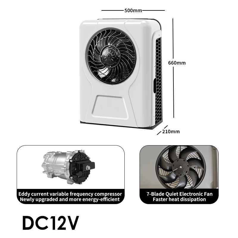 12V/24V Split Air Conditioning System for Cars Trucks Campers RVs 7500BTU Electric Scroll Compressor Retrofit/Upgrade Parking