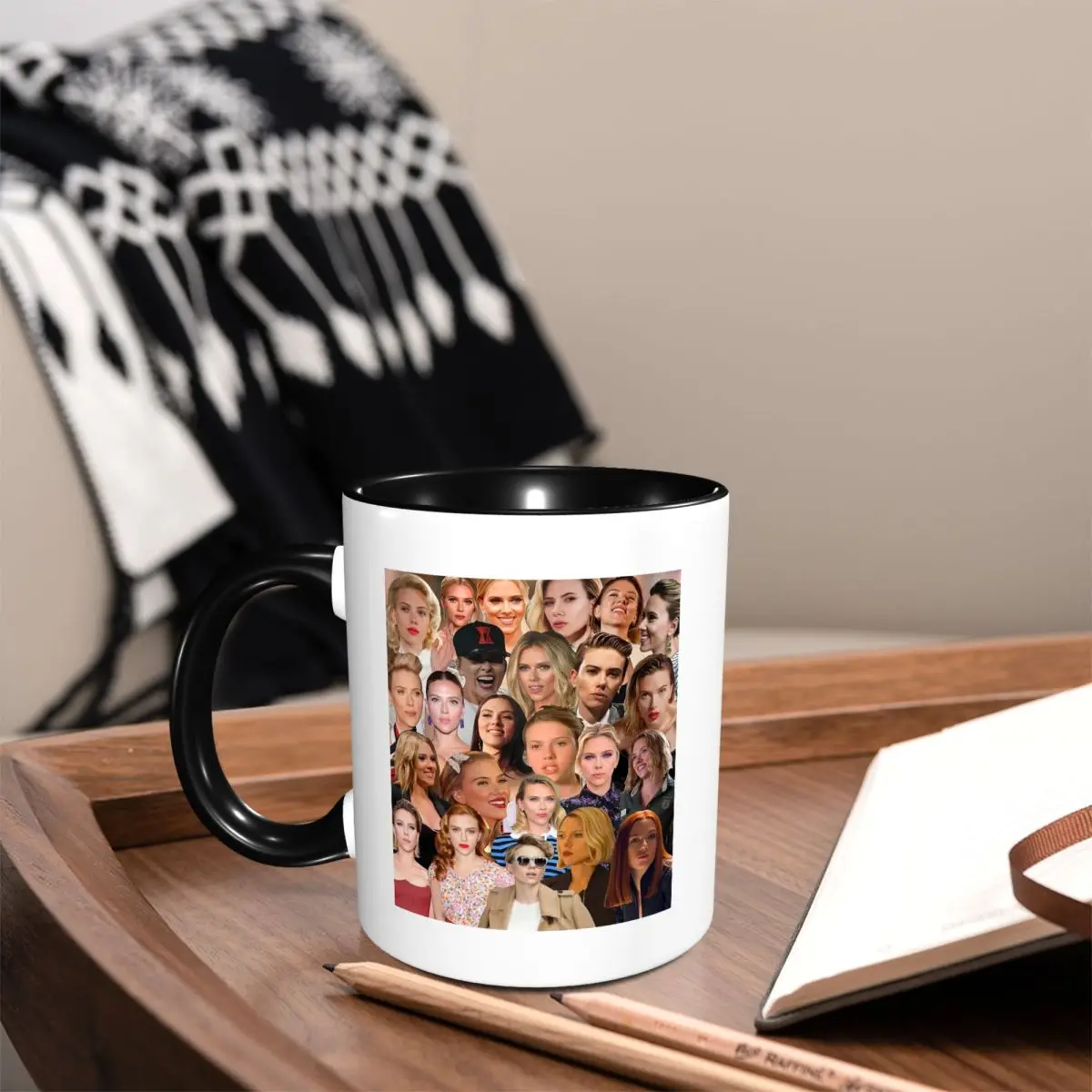 Scarlett Johansson Photo Collage Mug Funny Ceramic Coffee Cups Tea Mugs Milk Cup Drinkware Gift for Woman Man