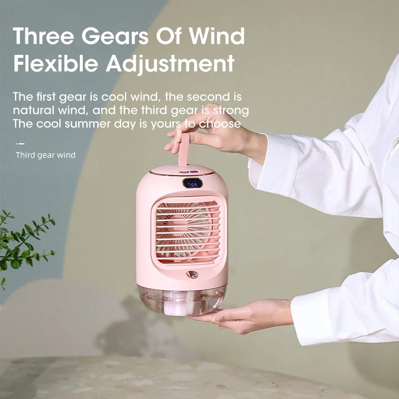 

USB перезаряжаемый портативный вентилятор воздушного охлаждения с увлажнителем, бесшумный ночник для домашнего рабочего стола