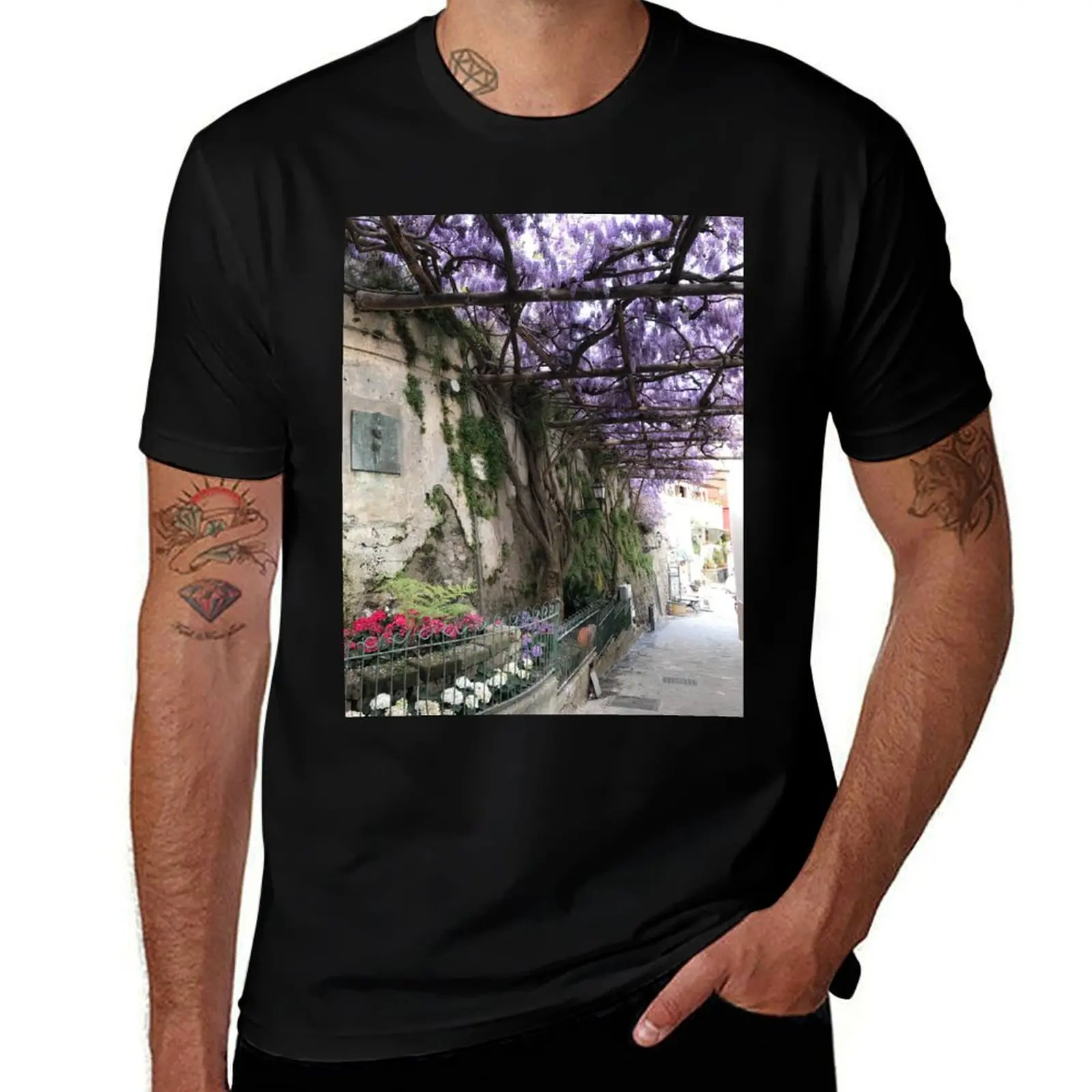 Italy - Positano Wisteria T-Shirt Labor Work Casual T-Shirt