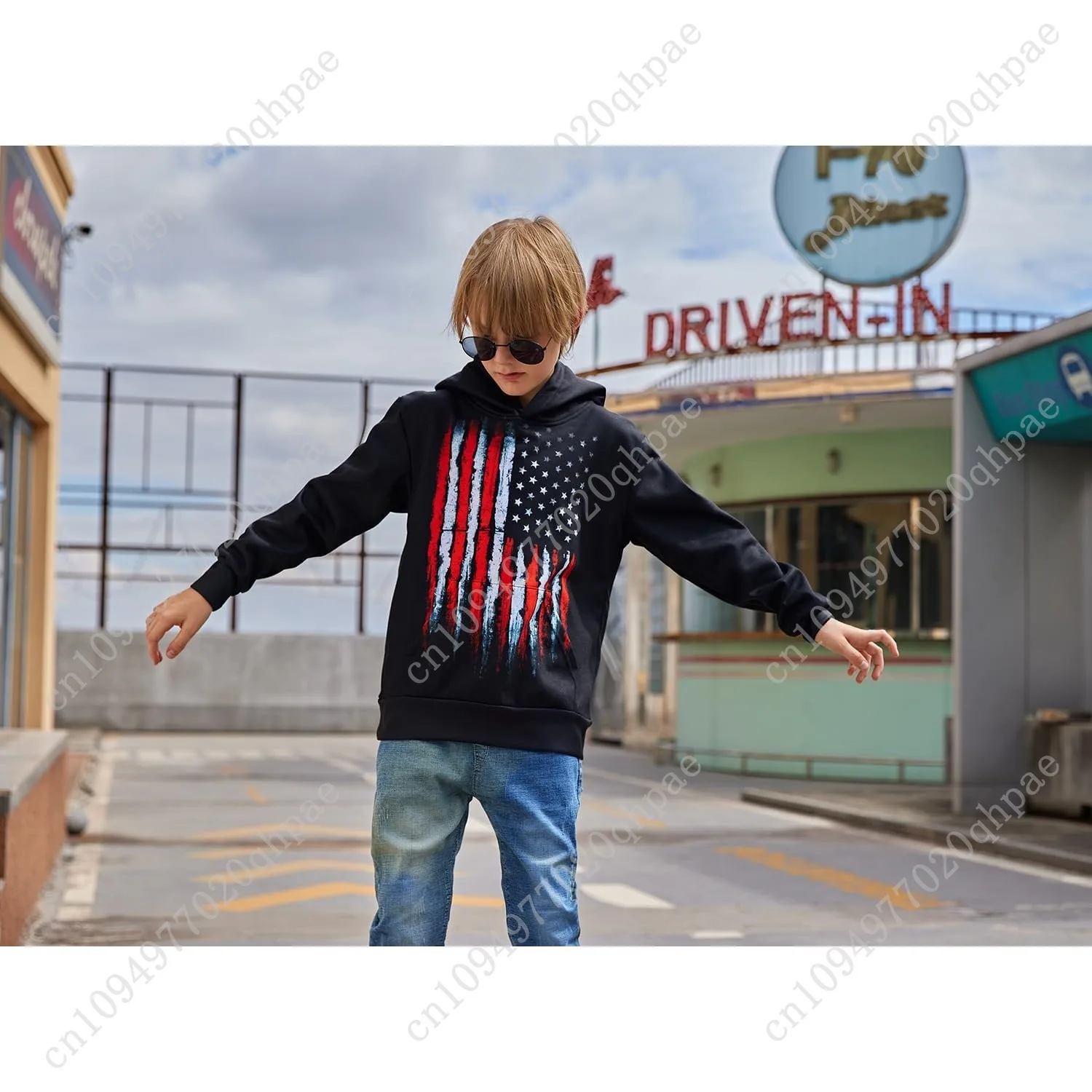 سويت شيرت Goodstoworld للأولاد والبنات بغطاء للرأس برسومات ثلاثية الأبعاد من الصوف الدافئ مع جيوب مقاس 5-16 سنة