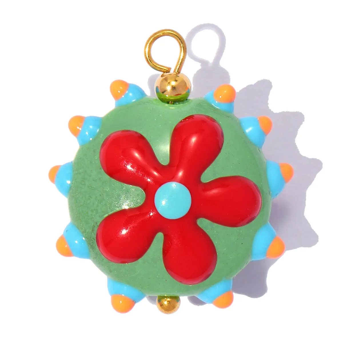 3 Stück/Set Großhandel Edelstahl Lampwork Glas Blumen DIY Ohrring-Anhänger Polka Dot Herz Halsketten-Anhänger Damen Fisch-Schmuck