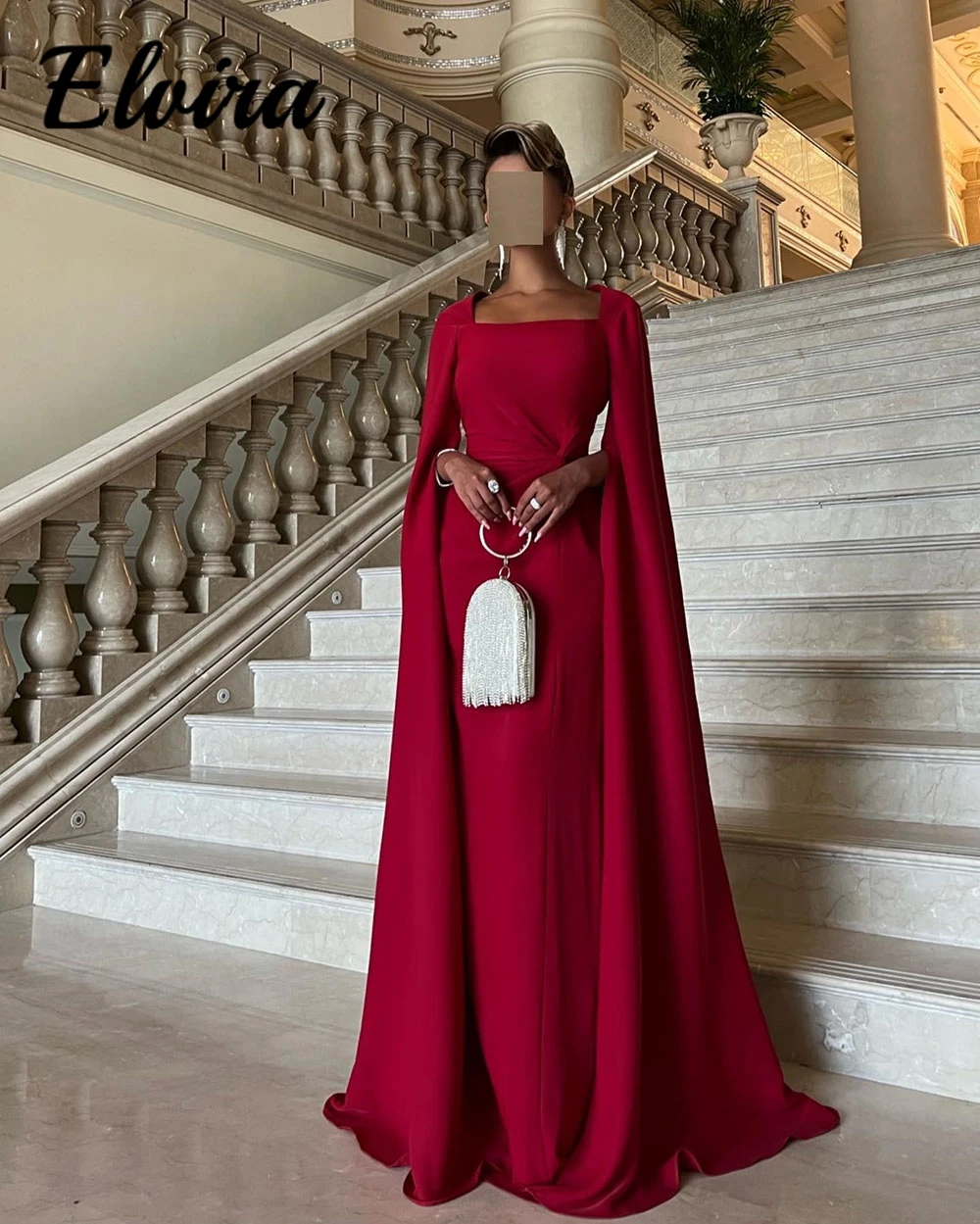 Customized Elegant Straight Square Collar Jersey Prom Dresses Regular Ladies High Quality Pleats Evening  فستان سهرة نسائي