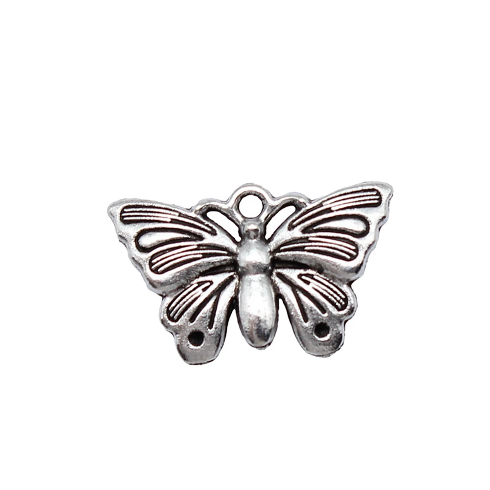 20pcs/lot 22x13mm butterfly Charms For Jewelry Making Antique Silver Color 0.87x0.51inch