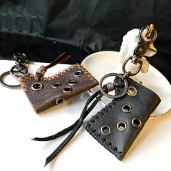 1pc Retro Handmade Soft Cowhide Lighter Leather Case Design Keychain for Men, Men's Storage Key Chain