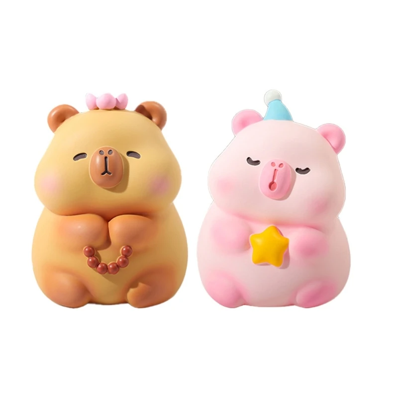 Unbreakable Resins Piggy Banks for Kids Kapibara Statue Money Coin Banks Gift for Birthdays Easters and Christmas 37JD