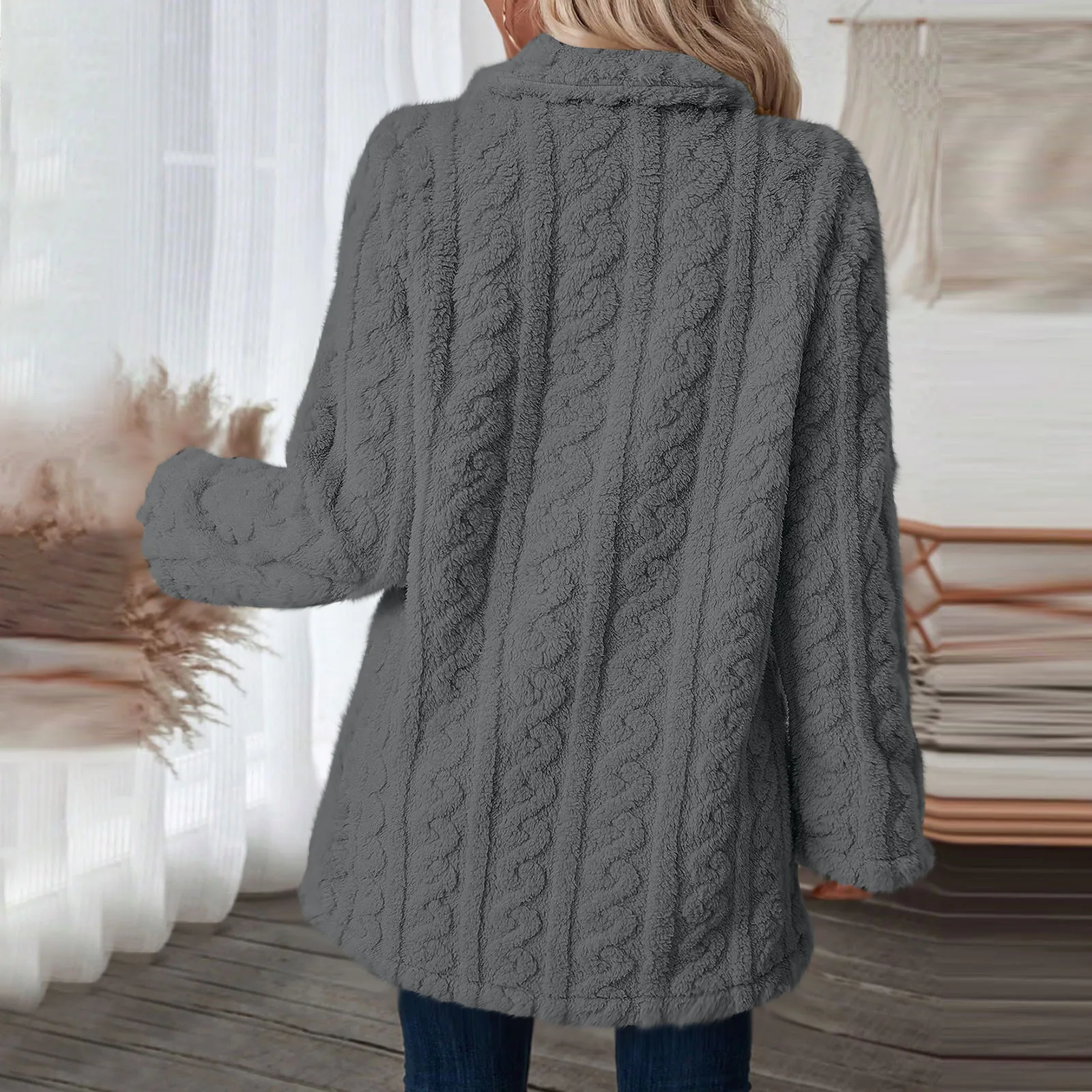 المرأة مزدوجة الصدر سترات منتفخ ، معطف أفخم ، معاطف التلبيب عادية ، كم طويل ، أحادية اللون ، أنيق ، مستقيم ، الشتاء