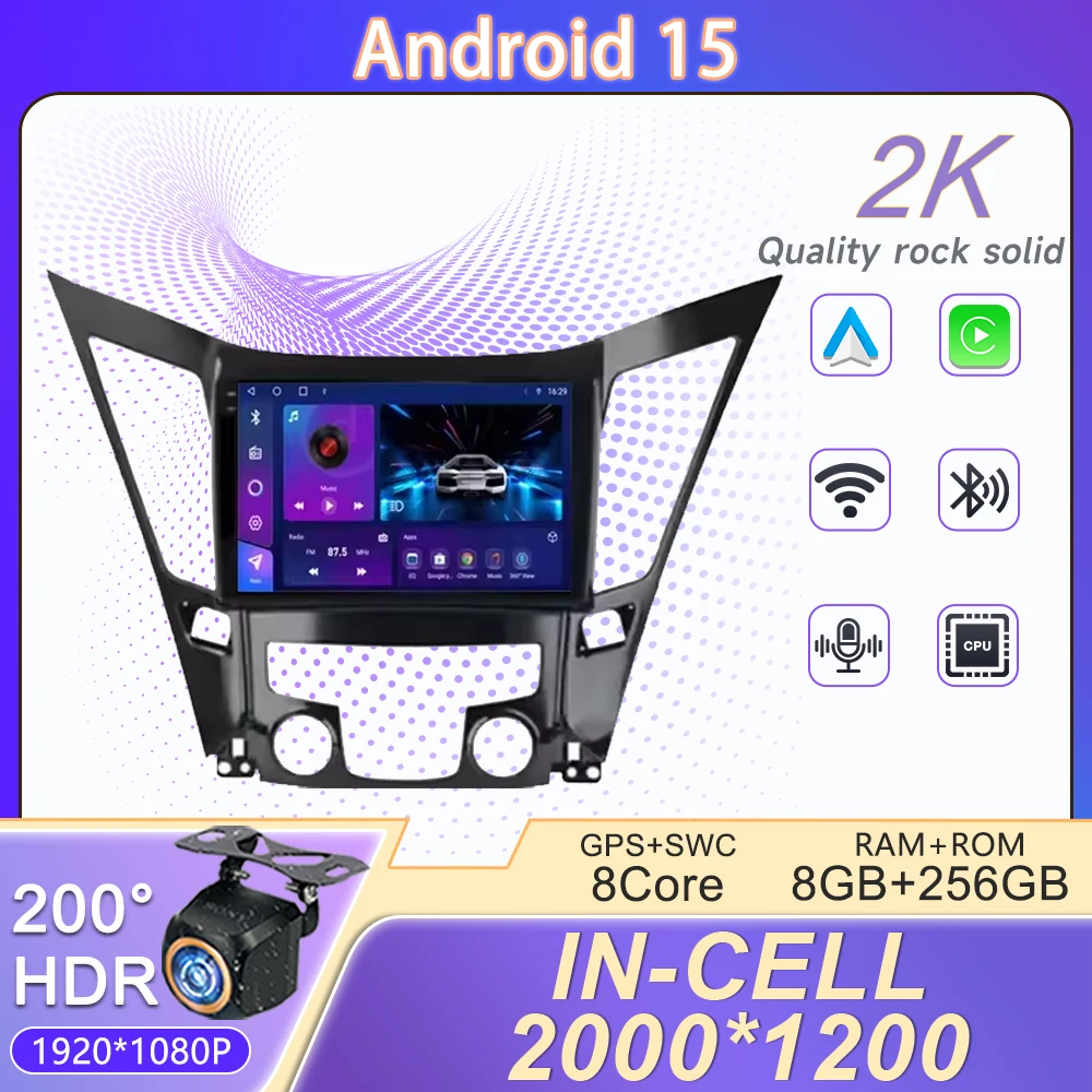 2 Din Android 15 For Hyundai Sonata 6 YF i40 i45 2009 - 2014 Car Radio Multimedia Video Player GPS 4G WIFI Carplay Auto Stereo