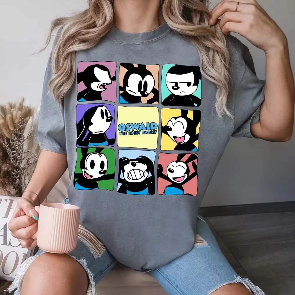 

Disney Oswald Lucky Rabbit Moods Shirt Oswald Rabbit Shirt Comfort Color Disneyland Family Matching Women's Men Cotton T-Shirt