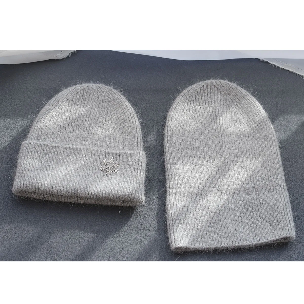 2024 Rabbit Fur Beanies Soft Warm Fluffy Winter Hat for Women Angora Knitted Hat Skullies Beanies snowflake warm Woman Knit Cap