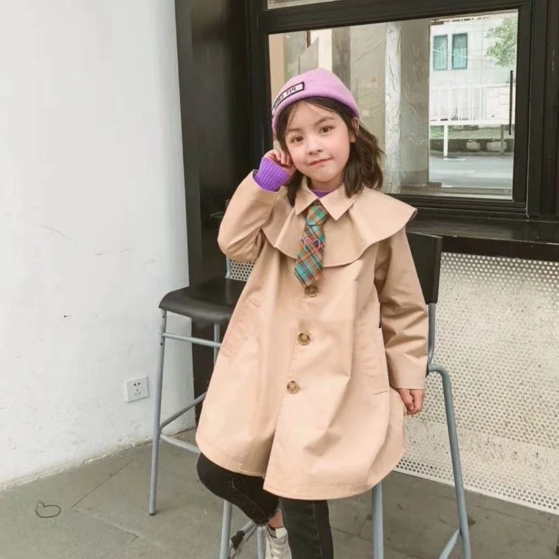 

Girls Coat Windbreak Jacket Cotton Outwear 2026 Vintage Spring Autumn Outdoor Kids Windproof Children's Clothing