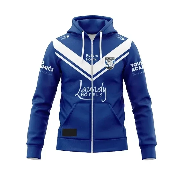 Maatwerk 2024 Bulldogs Thuis/Uit/Warming-Up Hoodie Met Rits-Herenmaat: S-5XL (Print Aangepast Naamnummer)