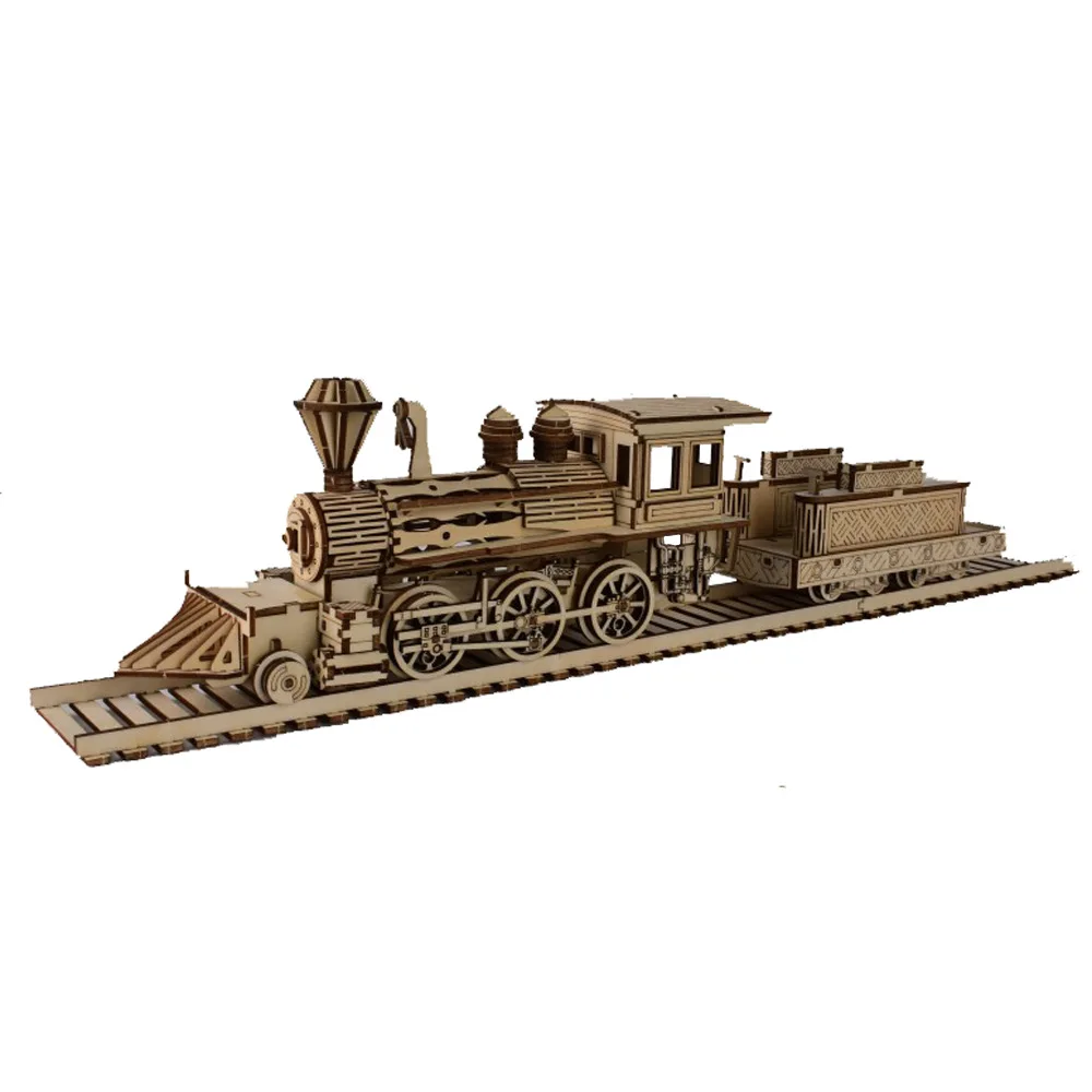 DIY Wooden Model Building Kits Classic Steam Train 3D Jigsaw Puzzle Assembly Toys for Children Birthday Gifts Home Decoration