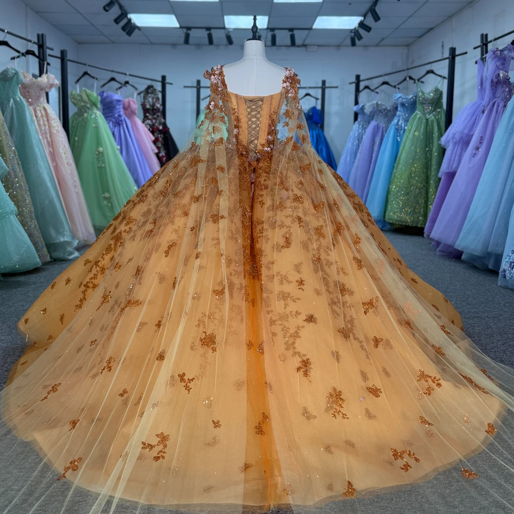 orange and gold quinceanera dresses Jancember Ball Gown Flowers Yellow Party Dresses Pearls Lace vestidos de fiesta Customized 6773 occasion-Vacation