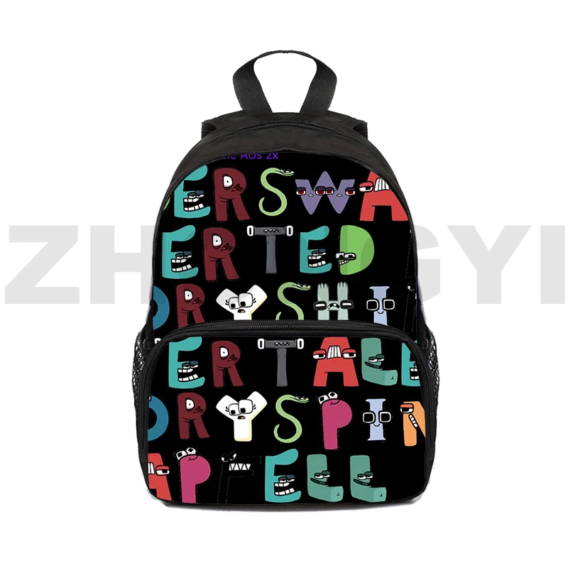 Letter Legend Alphabet Lore Game 3D Backpack for Men Bookbag Anime School Back Pack for Boys 16 Inch Rucksack Kindergarten