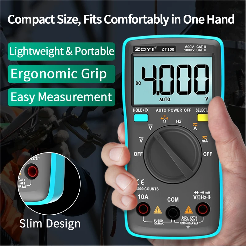 ZOYI ZT100 Tragbares Multimeter Hochpräzises Digitales Smartes Anti-Verbrennungs-Auto-Bereichs-Messgerät für Elektriker – Detail 5