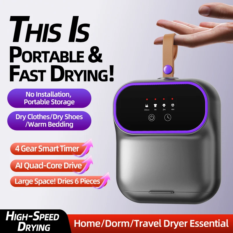 Electric Portable Clothes Dryer Folded Multifunctional Intelligent Laundry Warmer with Remote Control for Home Use