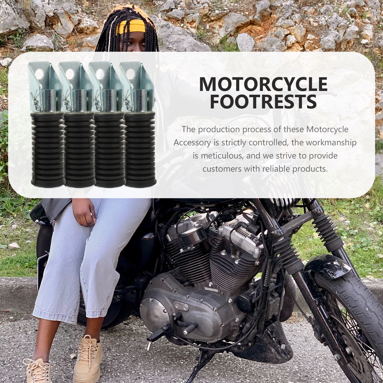 

4pcs Motorcycle Rubber Footrest Pegs Durable Wear Resistant Practical Rear Peg Pedal Smooth Surface Black Color Long Term Use