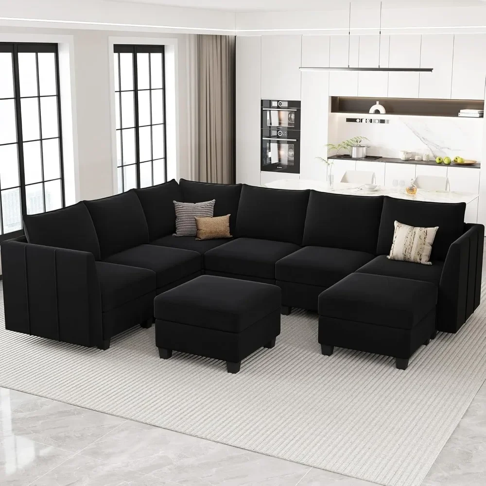 

Modular Sectional Sofa U Shaped Couch with Storage Ottoman Velvet Sectional Couch for Living Room