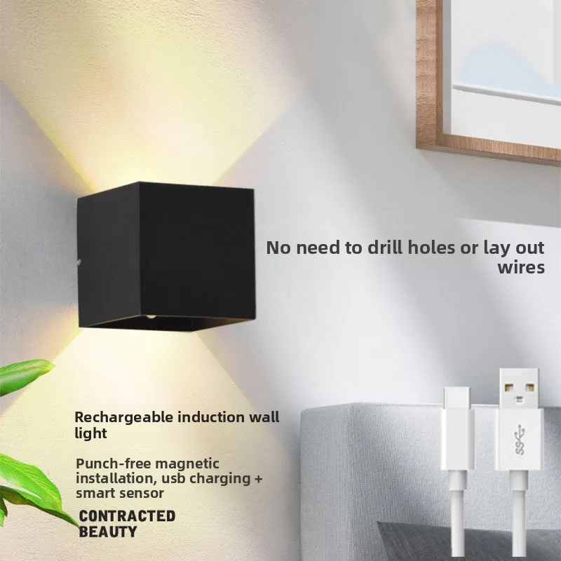 No Wiring No Drilling Rechargeable Wall Light Magnetic Door Sign Light Minimalist Human Motion Sensor Wall Light