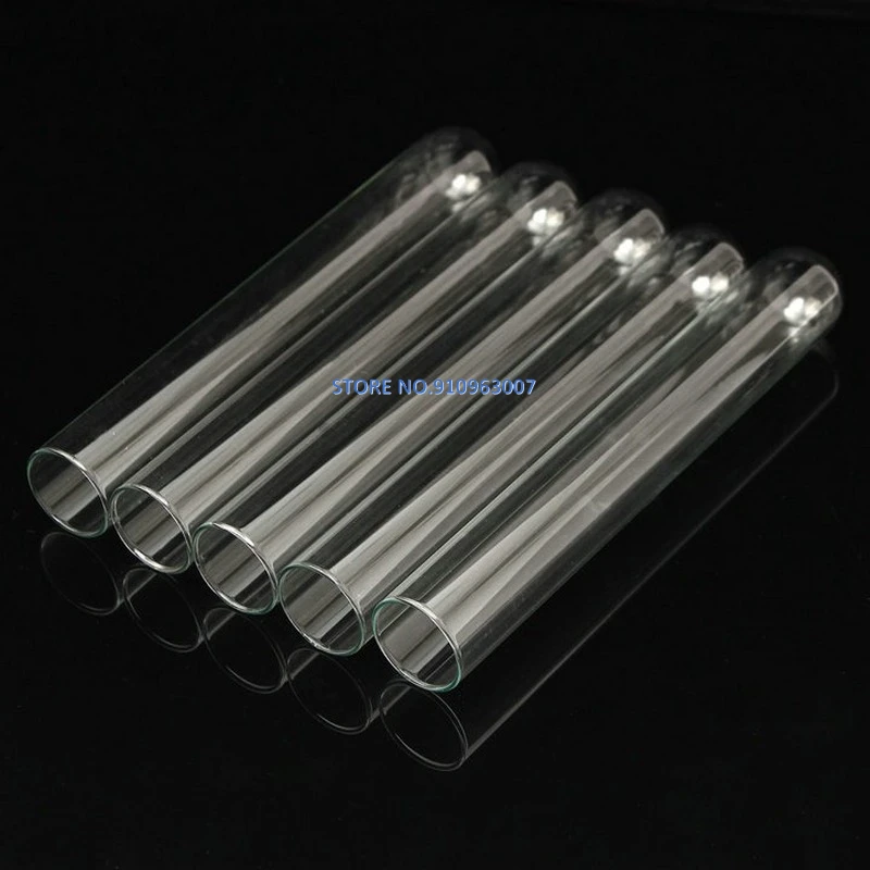 12Pcs/lot Transparent Glass Test Tubes with Round Bottom for School/Laboratory Glassware Length 180/200/300mm