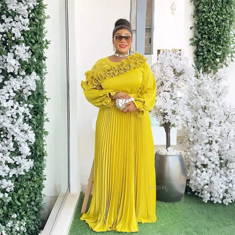 2025 جديد حجم كبير فساتين الحفلات الأفريقية للنساء موضة جديدة Dashiki أنقرة الزفاف ثوب مسائي أنيق مسلم ماكسي فستان #3