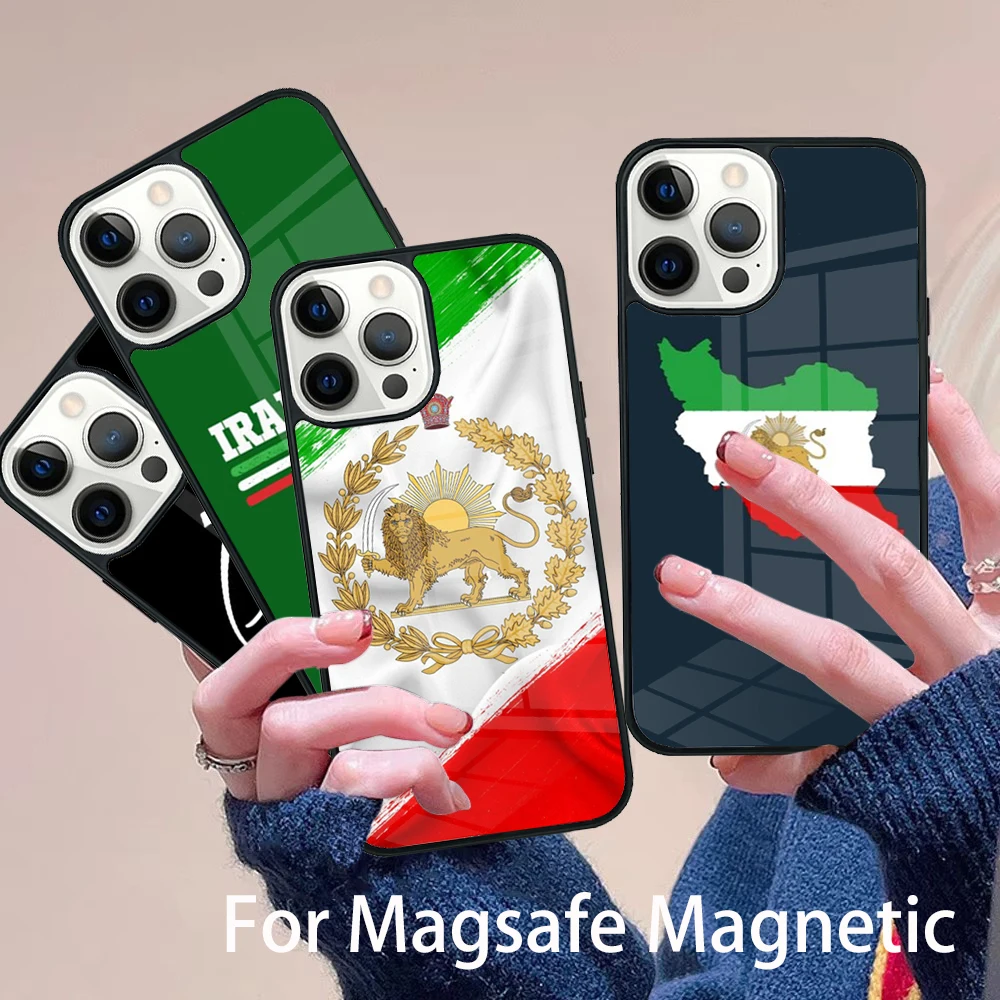 

Iran Flag Phone Case Magesafe Magnetic Wireless Charge Cover For IPhone 16 11 12 13 14 15 Pro Max Plus Mini