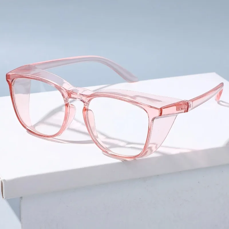 

2PCS Fashionable Pink Transparent Box Women's Glasses Full Frame Design Transparent Lenses Daily Casual Style