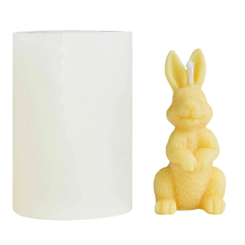 3D Simulation Rabbit Silicone Mold For Cake Decoration Easter Bunny Candle Making Form Scented Candle Plaster Resin Mold