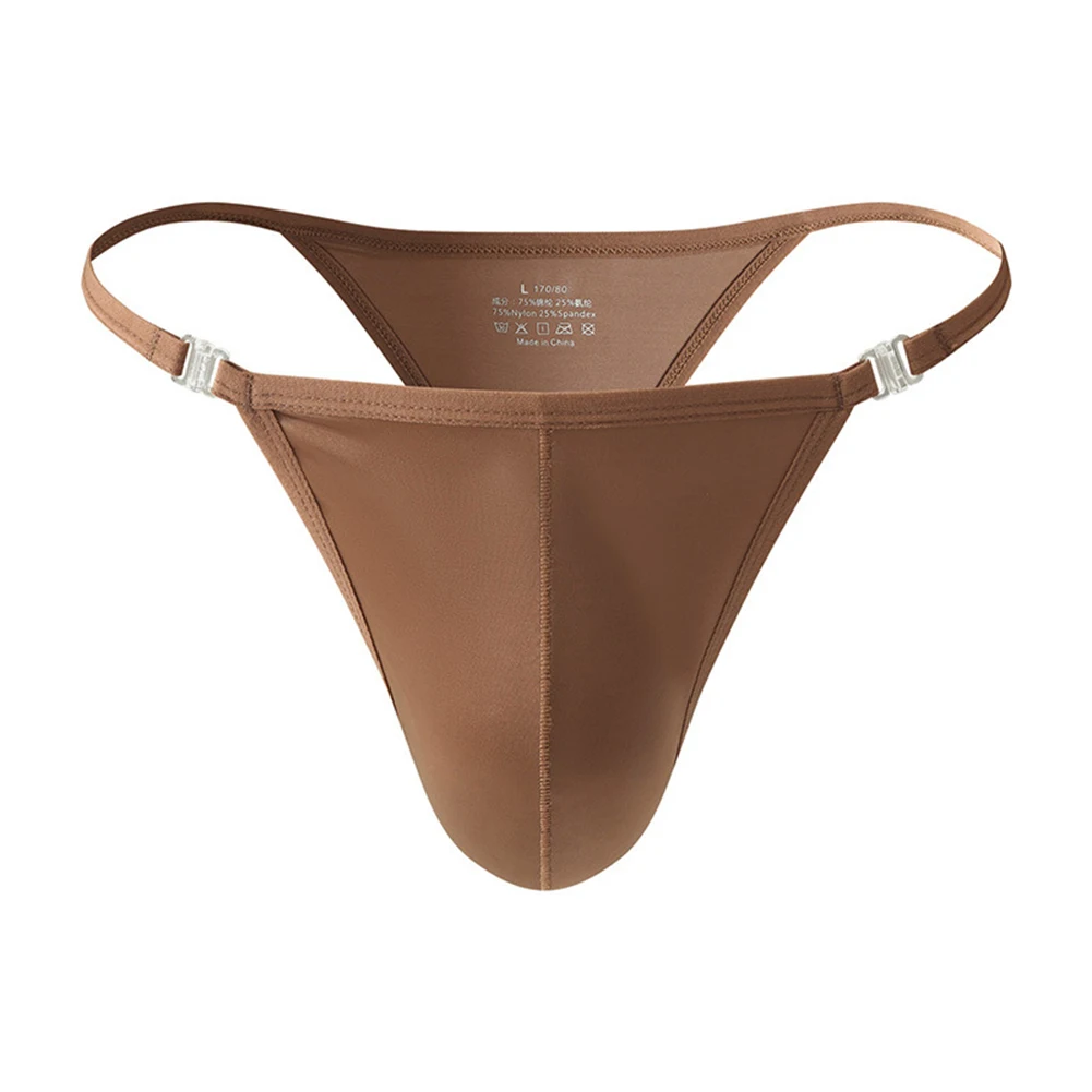 

Men\\'s Ice Silk Underwear Satin Glossy G-Strings with Low Waist T-Back Thong and Pouch Flexible and Lightweight Material