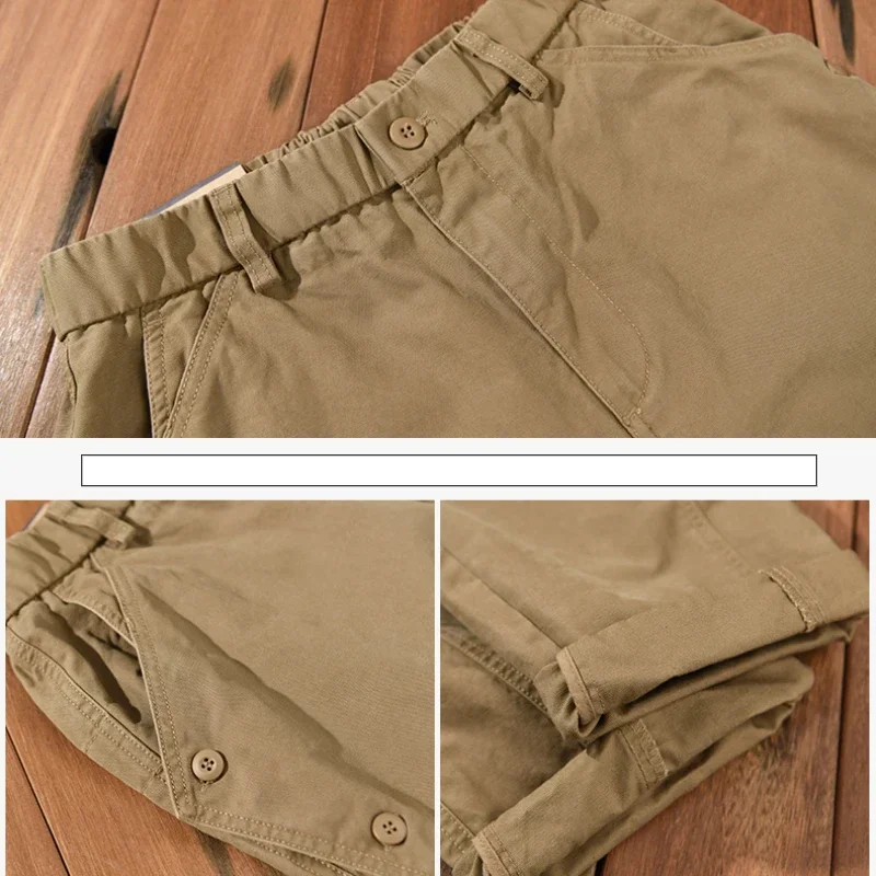 Spring Autumn New 100% Cotton Retro Cargo Pants for Men Clothing Loose Daily Joggers Men Trousers AZ630