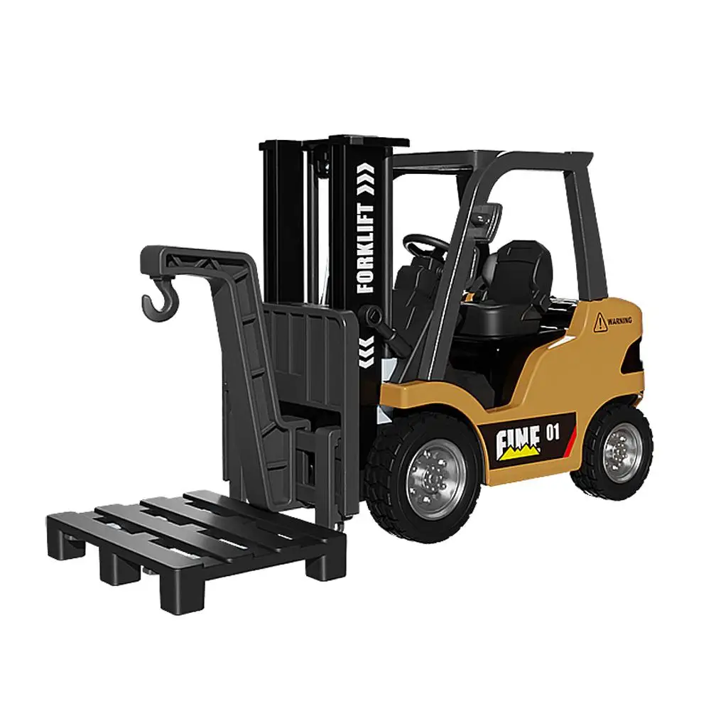 1/64 Alloy Forklift Truck Remote Controll Liftable Engineering Vehicle Tabletop Model toys Collection Gift For Boys