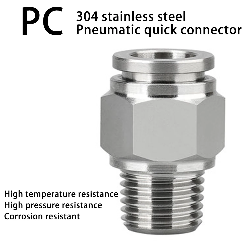 PC 304 Stainless Steel Metal Pneumatic Quick Connector Straight M5 1/8