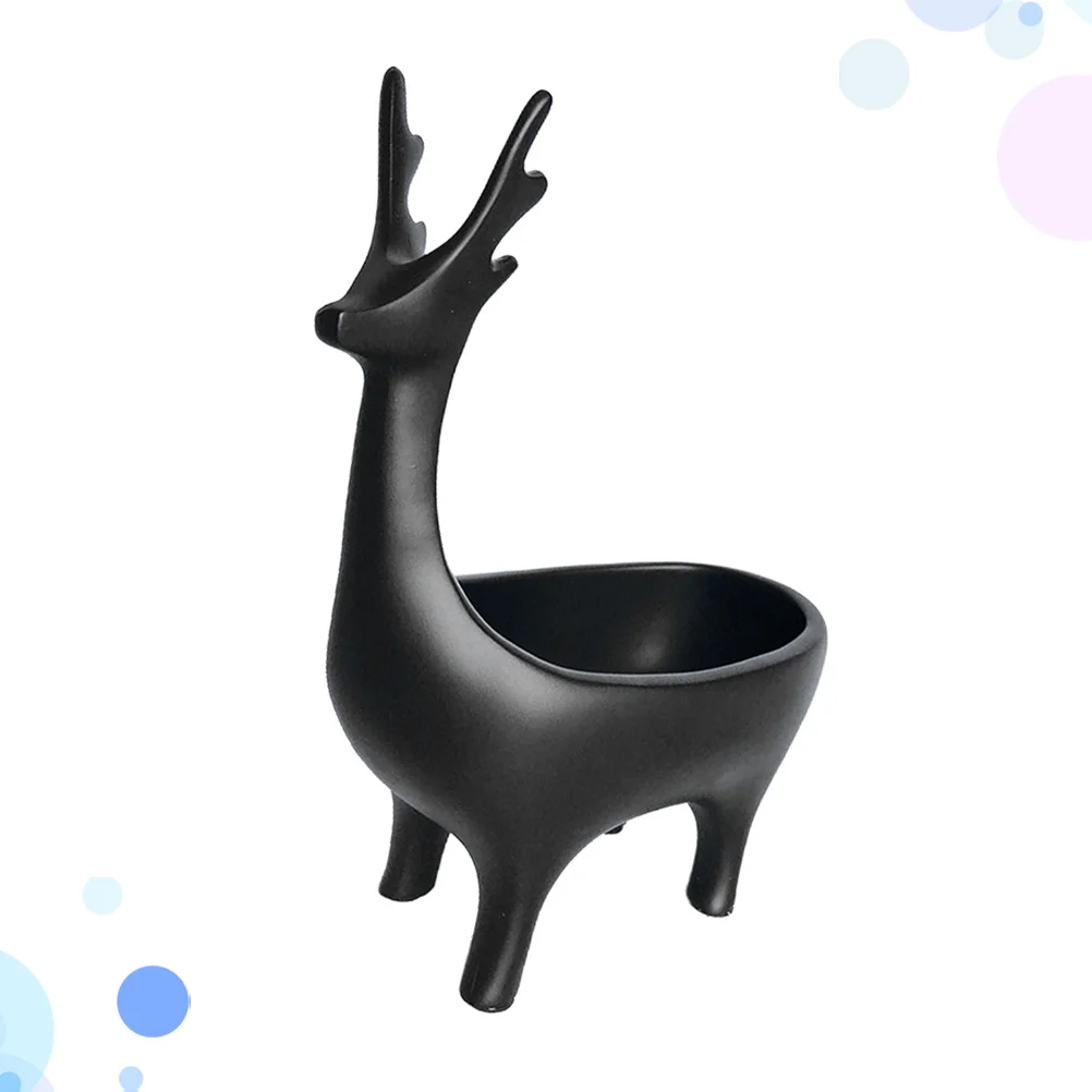 

1Pcs Key Storage Case Deer Design Resin Creative Crafts Home Decoration Black Size M European Style Deer Shaped Ornament