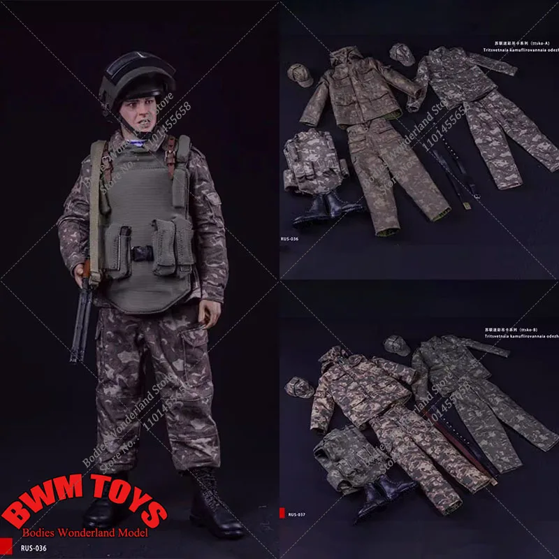 

Marsdivine RUS-036/037 1/6 Men Solider Soviet Camouflage Tritsvetnaia Kamuflirovannaia Odezhda Combat Suit for 12'' Action Figur