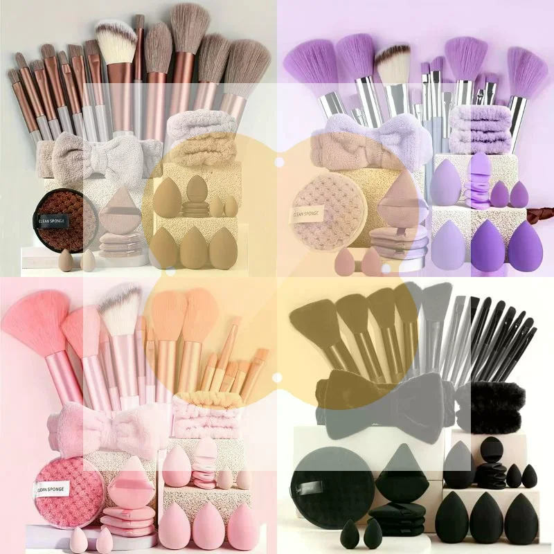20/33Pcs Beauty Set Makeup Tool Kit Makeup Puff/Makeup Brush/Beauty Sponge For Makeup Application And Removal Of Makeup Full Set