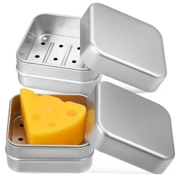 2 Pcs Double Layer Drainage Aluminum Soap Box Portable Travel Holder With Lid Bar Container Shower Dish Draining Case