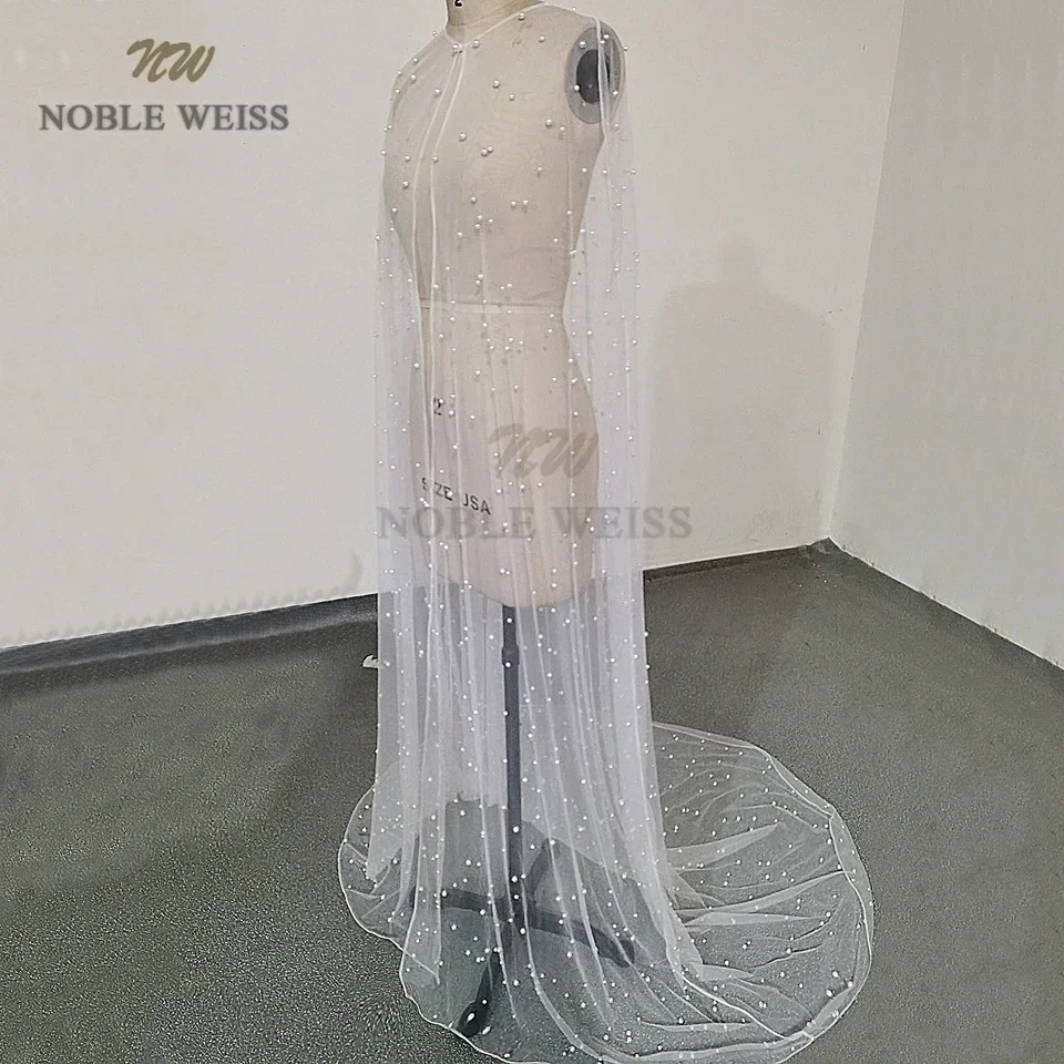 Bolero de pérola longo, enrolador de casamento, saia de tule para festa, bolero, comprido, capa de noiva elegante, jaqueta de casamento