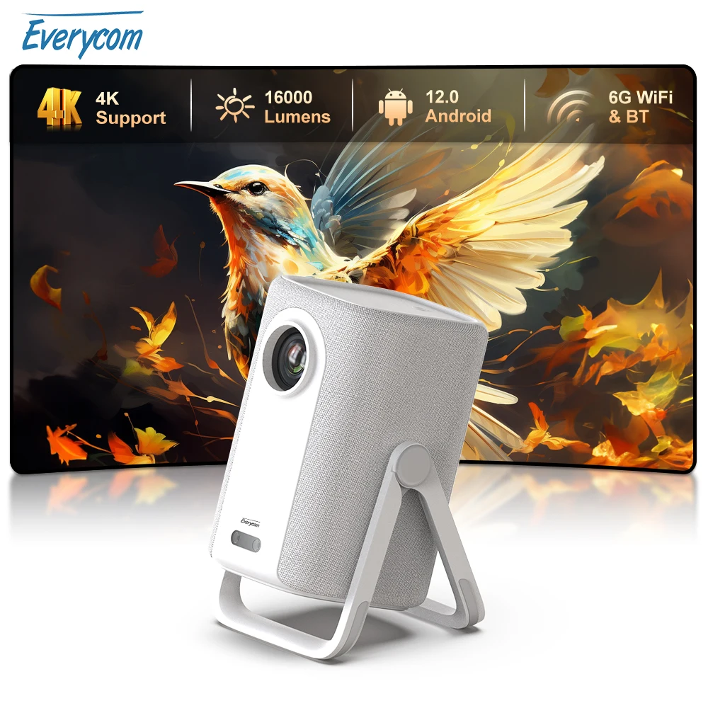 Everycom R16 1080P Projector  Full HD 4K Bluetooth WiFi 6 Android 12 16000 Lumens Auto Focus Smart Home Theater Cinema Projector