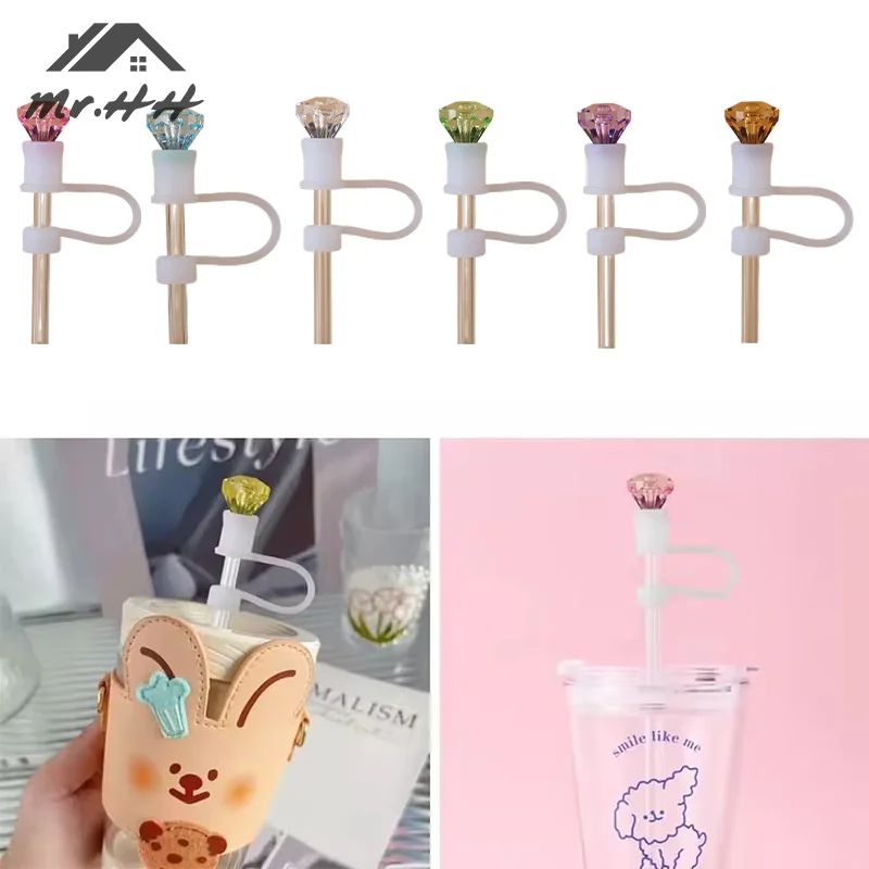 Diamond Silicone Straw Caps Reusable Mug Dustproof Straw Covers Cup Accessories 30&40Oz Protective Caps Home Daily Goods