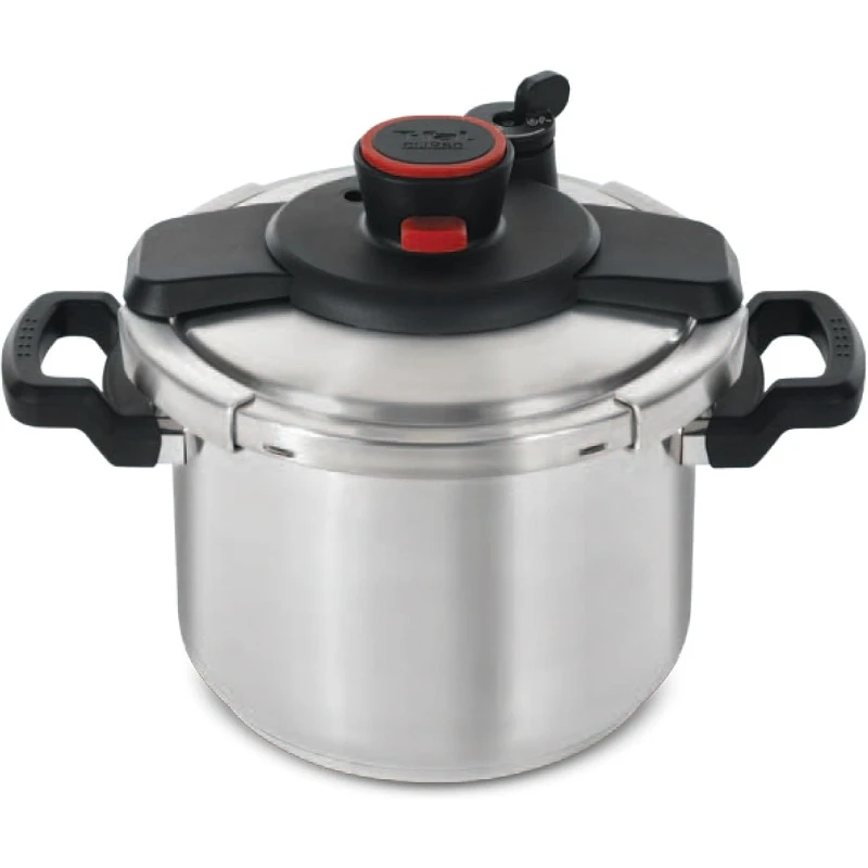 Stainless Steel Pressure Cooker 6.3 Quart, Induction , Secure locking System, One Hand System, Recipe Book Included